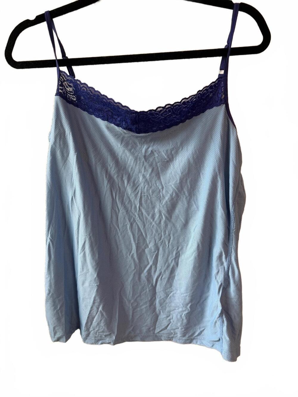 Ex Officio Women's XL Light Blue and Navy Lace Trim Camisole Top
